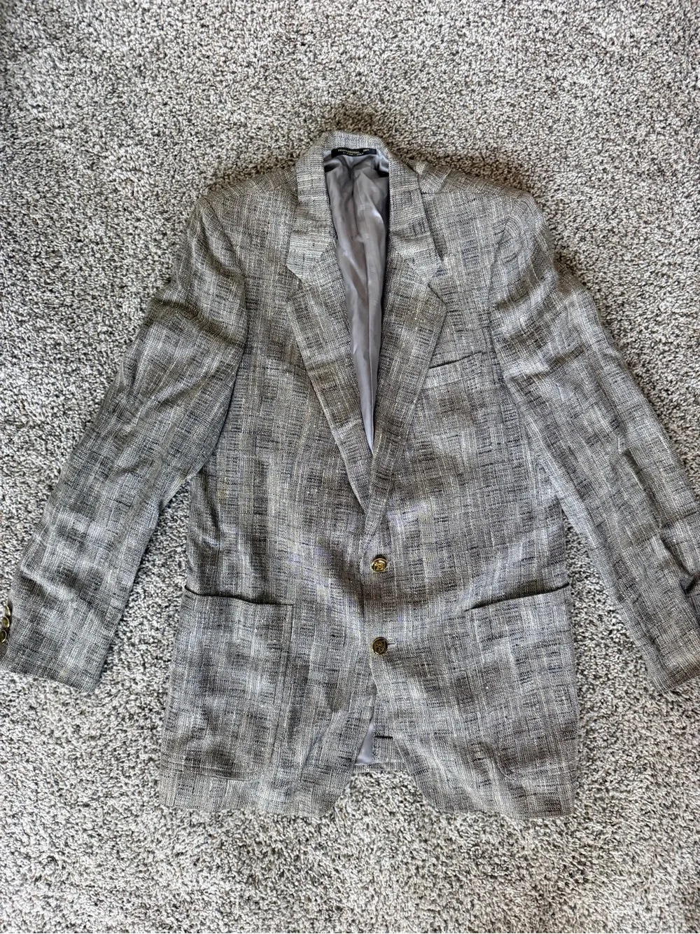 Men's Korean Gray Plaid Two-Button Blazer - Lightweight Tailored Look